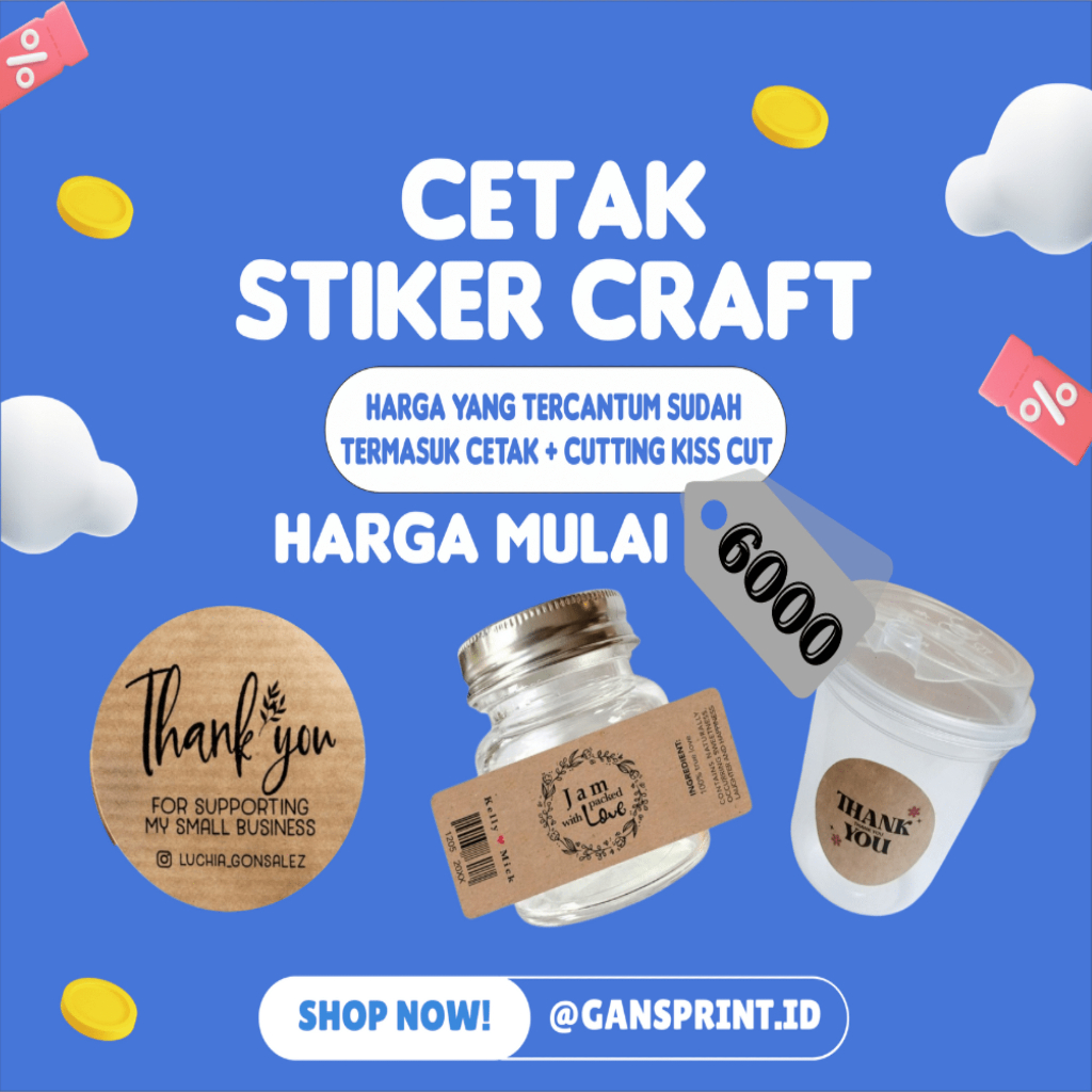 

CETAK STIKER LABEL CRAFT COKLAT UNTUK OLSHOP MURAH SUDAH CUTTING + LAMINASI