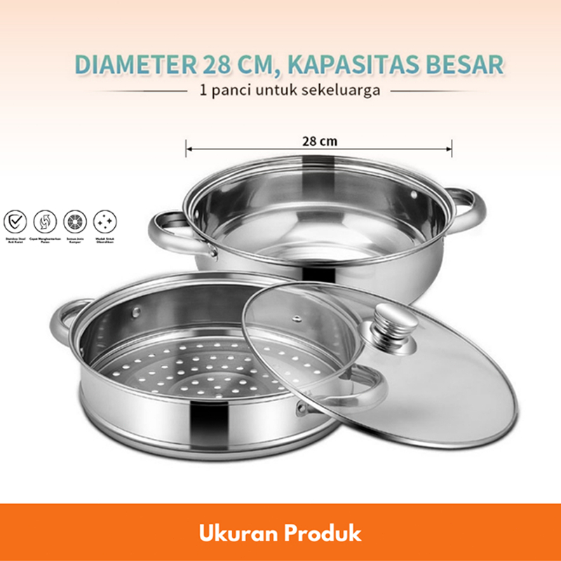 BESTPROMO QME PANCI STEAMER KUKUS STAINLESS 2 TINGKAT / PANCI STEAMER / PANCI STEAMER KUKUS