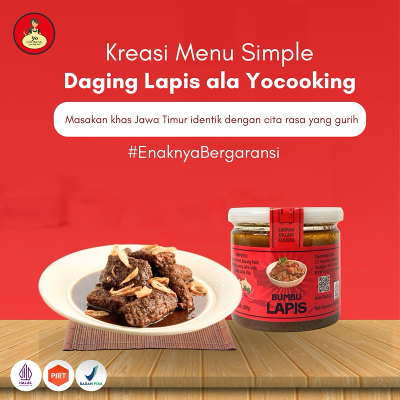 

Yo cooking Bumbu Lapis berat 200gr citarasa gurih,manis BPOM dan P-IRT - Bumbu Instan - Bumbu Praktis - Mantap Medok enak nampol - Rasa enak- Bumbu viral - Bumbu dapur - Masak sat set