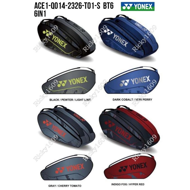 TAS RAKET YONEX ACE1-Q014-2326-T01-S RACQUET BAG BT6 /6in1- ORIGINAL YONEX MADE IN CHINA