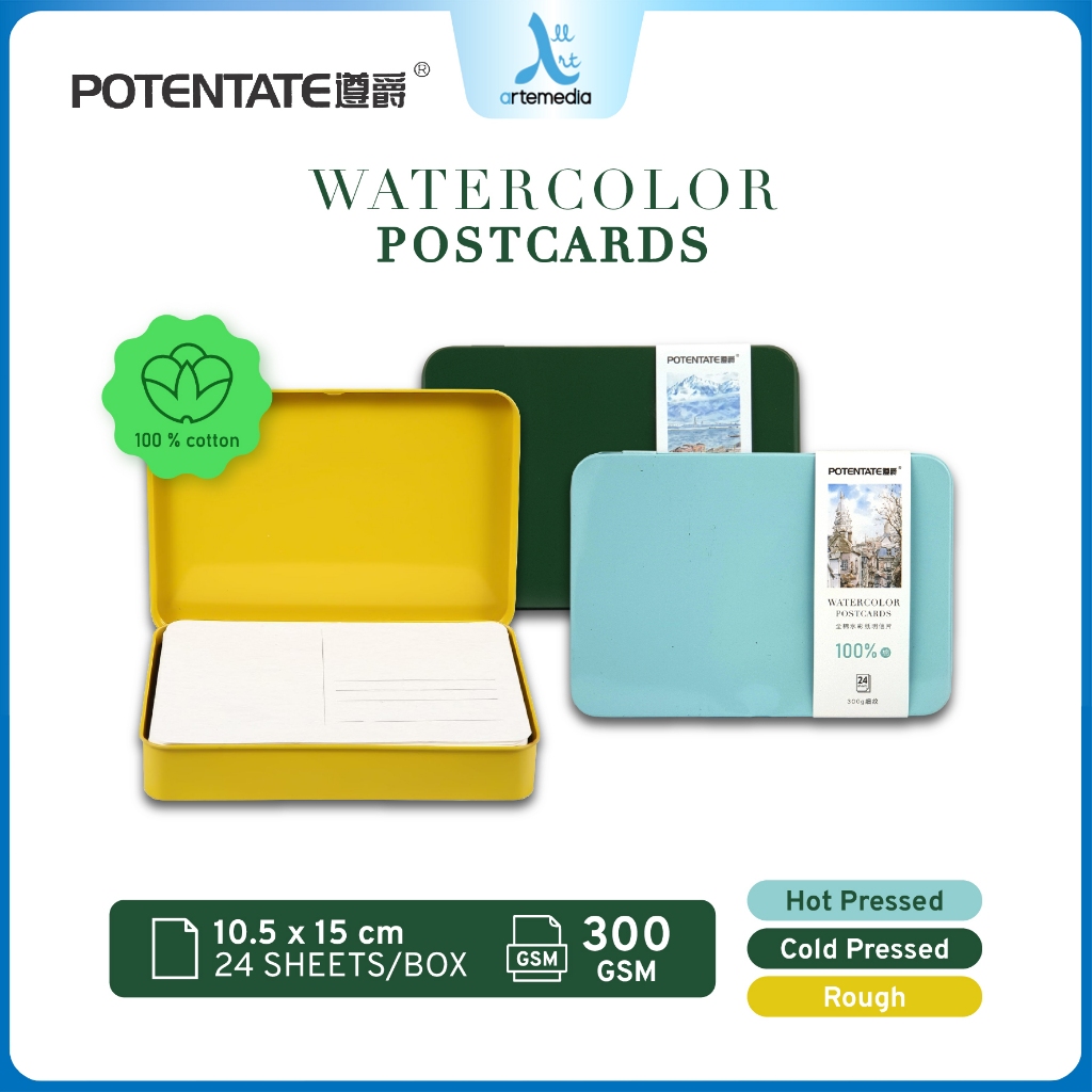 

Potentate Cotton Watercolor Paper Postcard Metal Box Kertas Cat Air