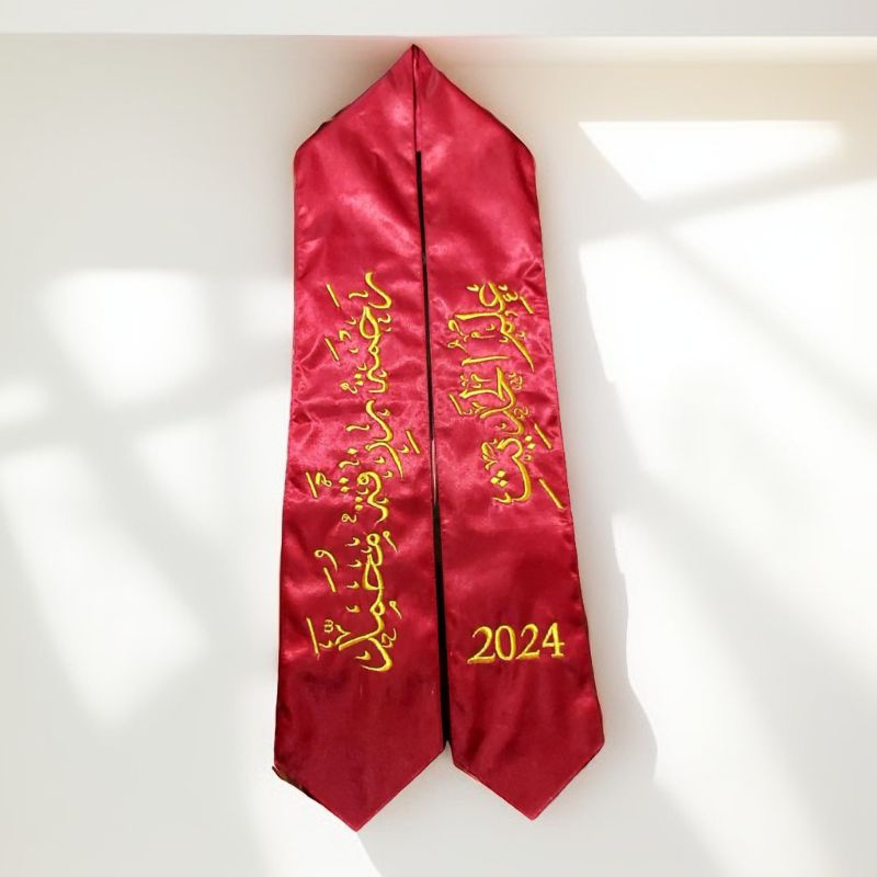 selempang leher font arab, bahan satin / bludru