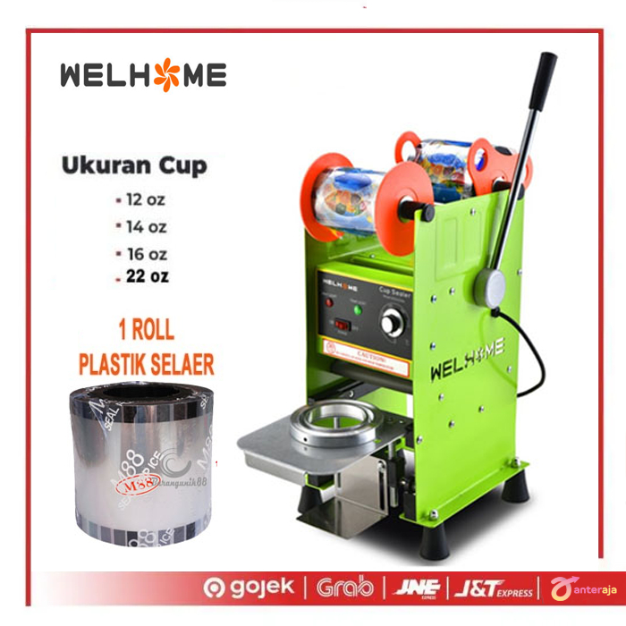 Mesin Cup Sealer Welhome WCS-39N Press Gelas Plastik Minuman Sealing Machine 10-22 oz