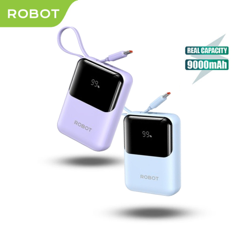 ROBOT  MINI POWERBANK 9000MAH RT16 LED DISPLAY DENGAN 2 KABEL LIGHTNING TYPE C ORIGINAL VIVAN