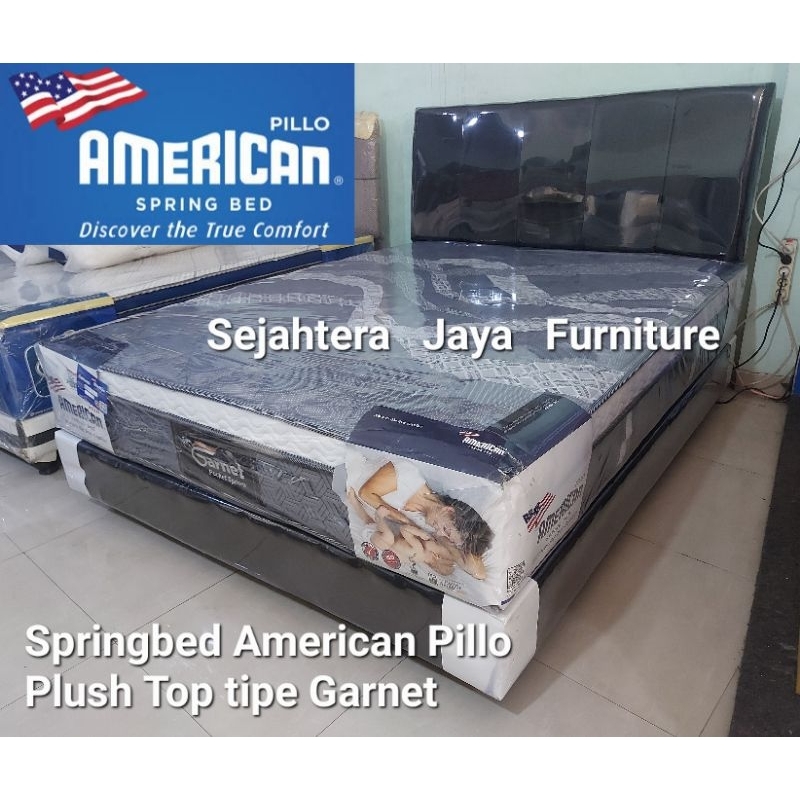 SET Springbed American Pillo Plush Top tipe Garnet + Divan sandaran