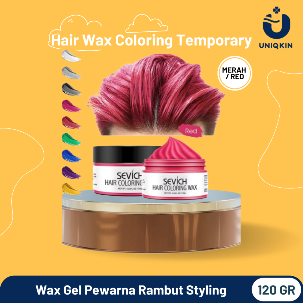 Pewarna Rambut Temporary Hair Styling Pomade Wax Sevich Original Red Warna Merah Hair Color Dye
