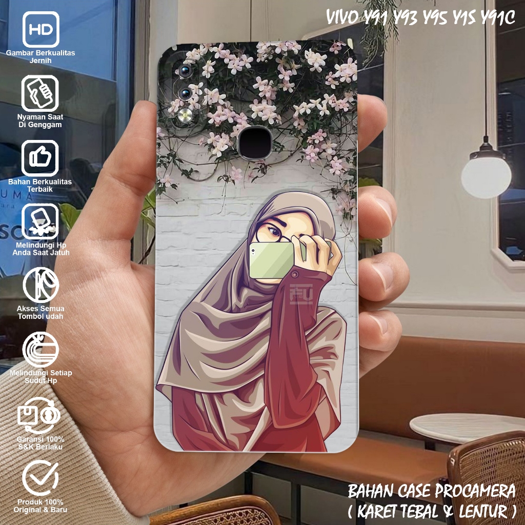 Case Vivo Y91 Y93 Y95 Y1S Y91C - Casing Hp Vivo Y91 Y93 Y95 Y1S Y91C - Softcase Vivo Motif (HIJAB) C