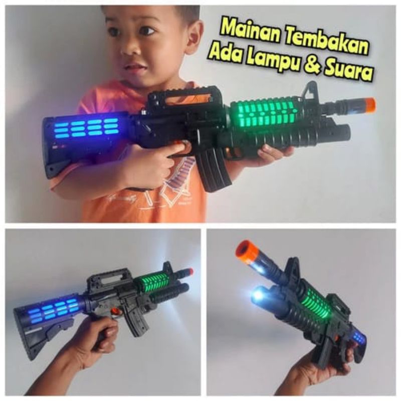 Mainan Tembak Tembakan M16 Lampu Dan Suara  Cosplay Koleksi Anak Laki Cowok Baterai