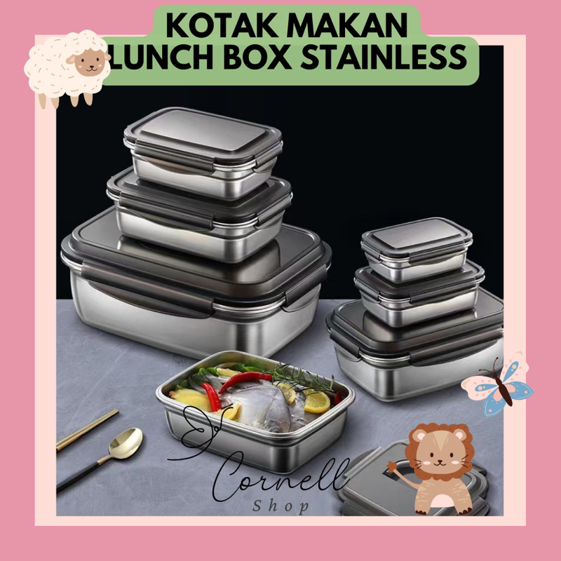 Kotak Bekal Stenlis Kotak makan Bento Lunch Stainless Lunch box stainless kontainer stainless Tempat