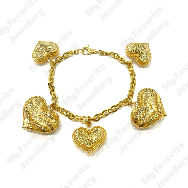 Gelang Fancy Love Krawang EMAS ASLI Kadar 875