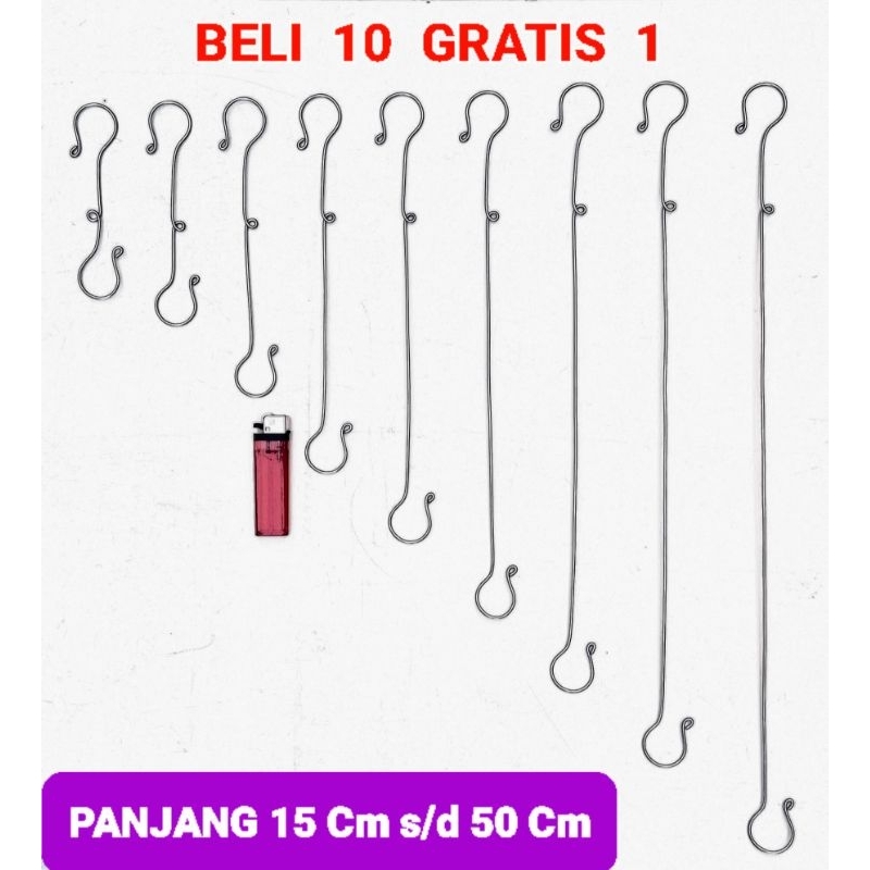 PAKET 11 PCS GANTUNGAN CANTOLAN PENGAIT 15 CM s/d 50 CM LEHER PANJANG POT MEDIA TANAMAN BUNGA ANGGRE