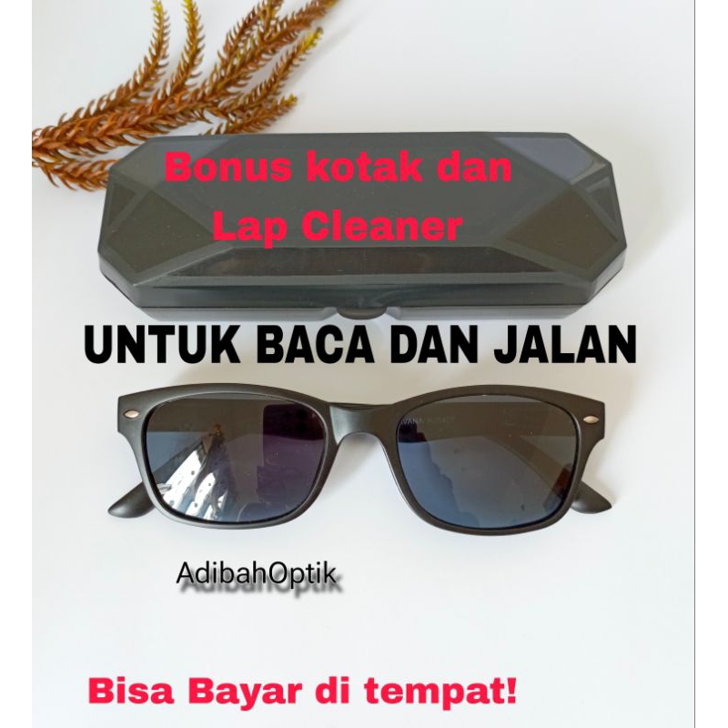 COD Kacamata Baca Dan jalan pria wanita dobel fokus Lensa Hitam Kacamata plus pria elegan kacamata r