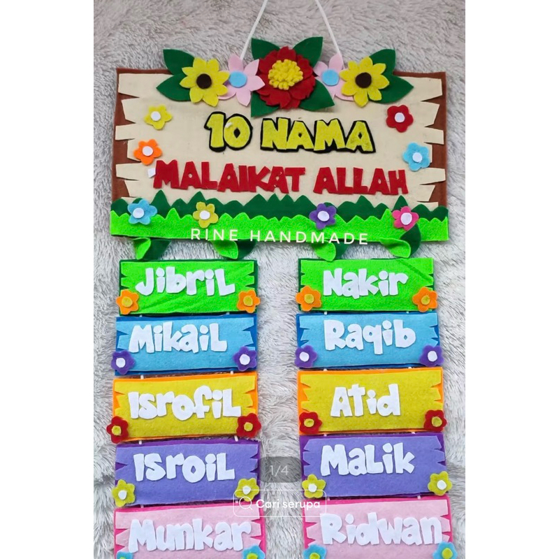 Hiasan dinding hiasan kelas nama-nama malaikat bahan flanel