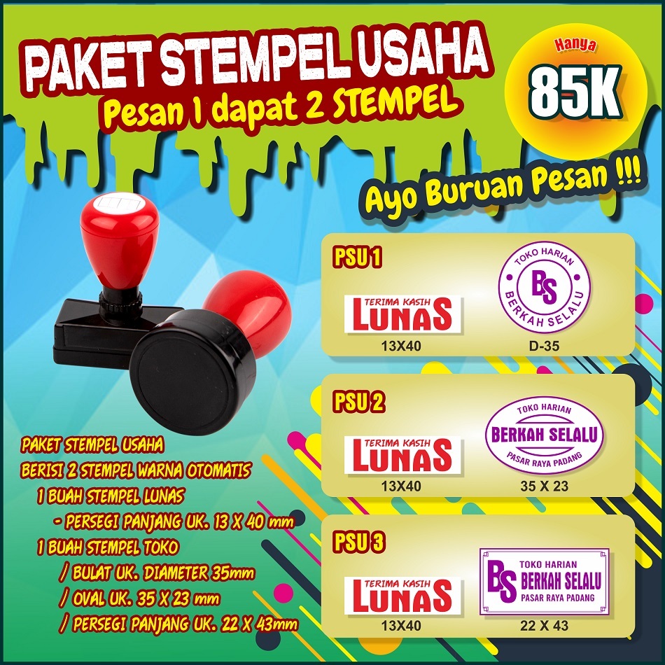 

PAKET-STEMPEL-USAHA/STEMPEL-WARNA/STEMPEL-OTOMATIS/BELI-1-DAPAT-2