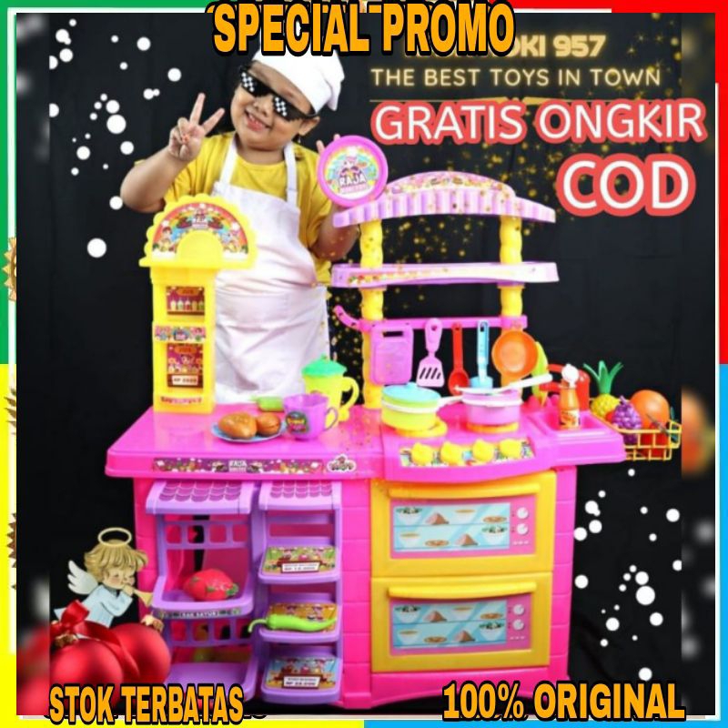 RAJA KOKI 957 MAINAN ANAK MASAK MASAKAN KITCHEN SET JUMBO ADA LAGU+SUARA/mainan masak masakan/mainan