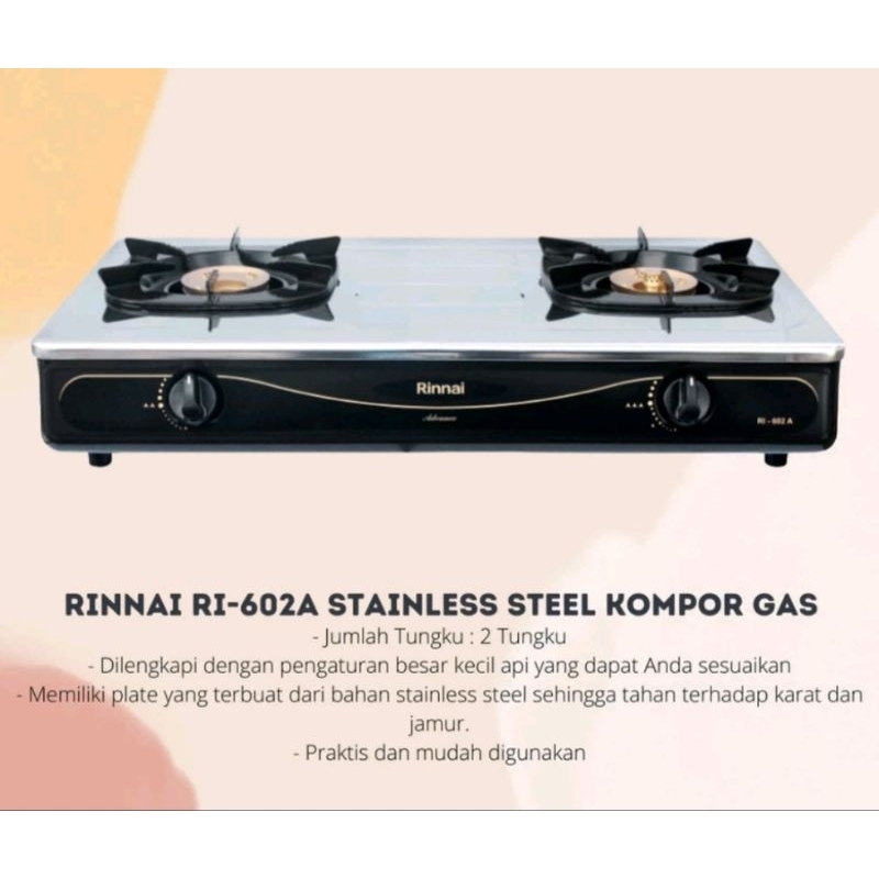RiNNAi Kompor Gas 2 Mata / 2 Tungku : Tipe = RI-602 A