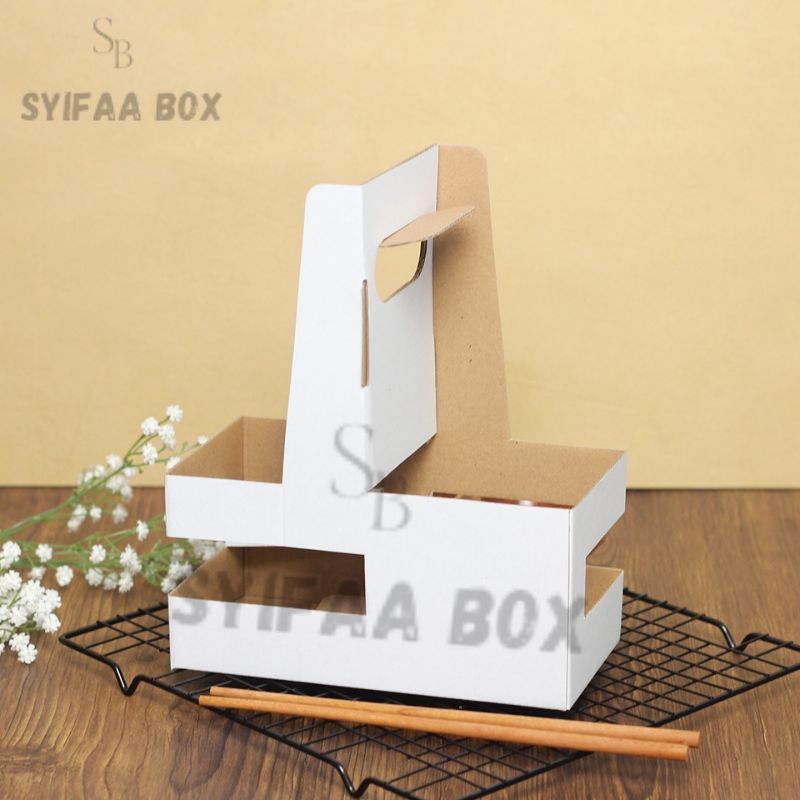 

( 10 pcs ) Box Takeaway Botol Dus Tenteng Packaging Jar Toples Cup Holder Kopi