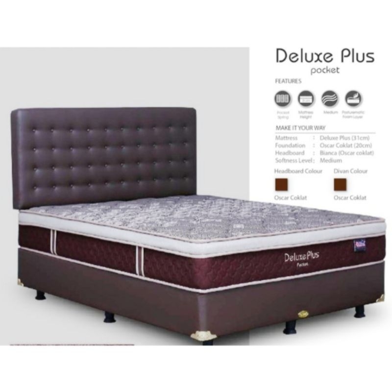 Kasur Springbed Central Deluxe Plus Pocket Spring + Dipan +Sandaran BONITA