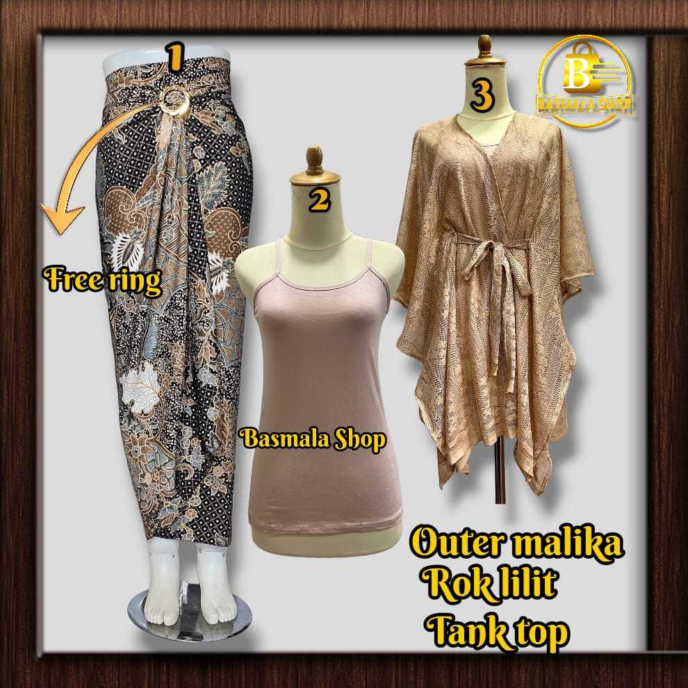 SETELAN KEBAYA ROK LILIT BATIK +OUTER MALIKA/ PAKAIAN TRADISIONAL