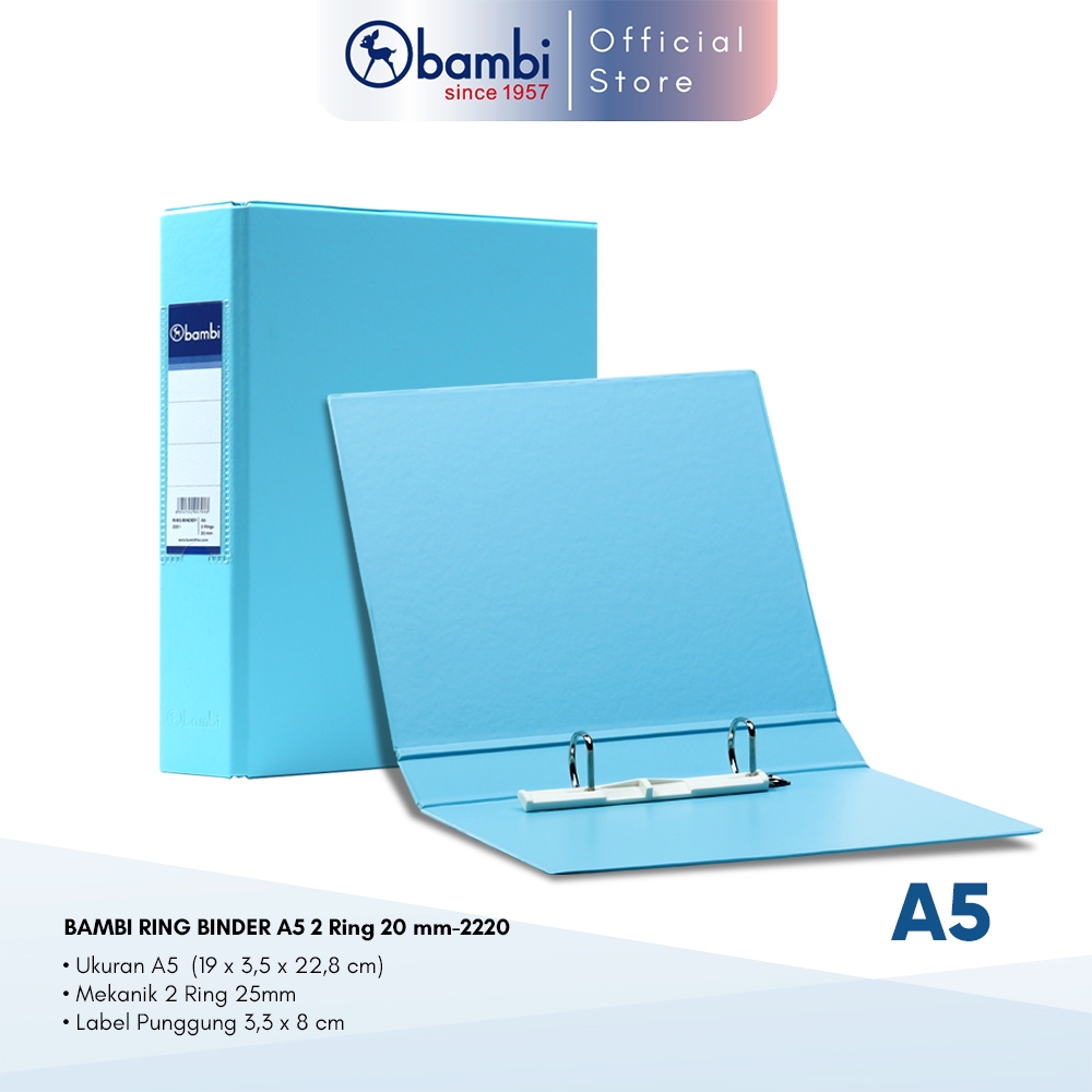 

Bambi Ring Binder A5 2 Ring Type D All Color Small Size 20 mm Original