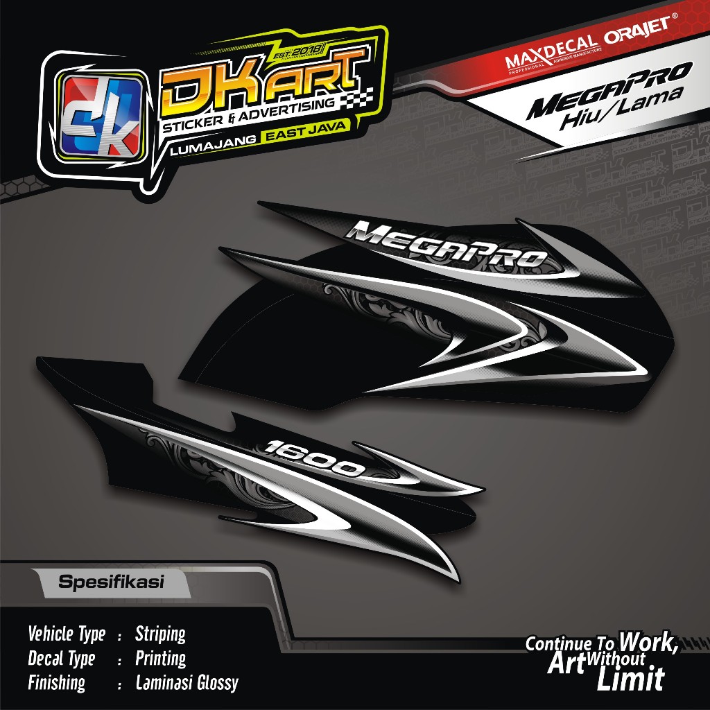 Striping Variasi Sticker Custom FULL HOLOGRAM Megapro Hiu 2005 MP Hiu Motif Original Custom Grafis A