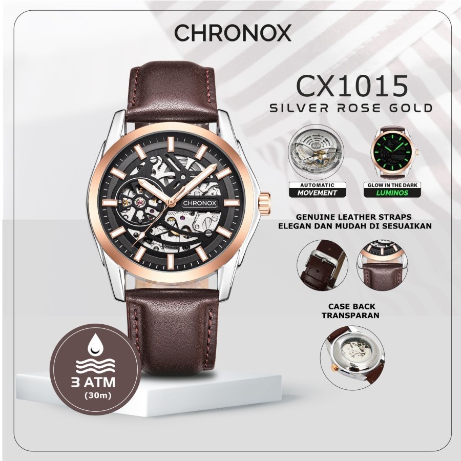 CHRONOX Jam Tangan Pria Kulit Analog - CX1011 AUTOMATIC