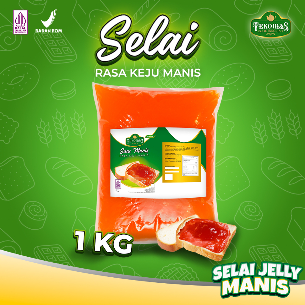 

TEKOMAS - Selai Jelly Rasa Keju Manis/Cheese 1 Kg Isian dan topping roti Bahan Kue Praktis Premium