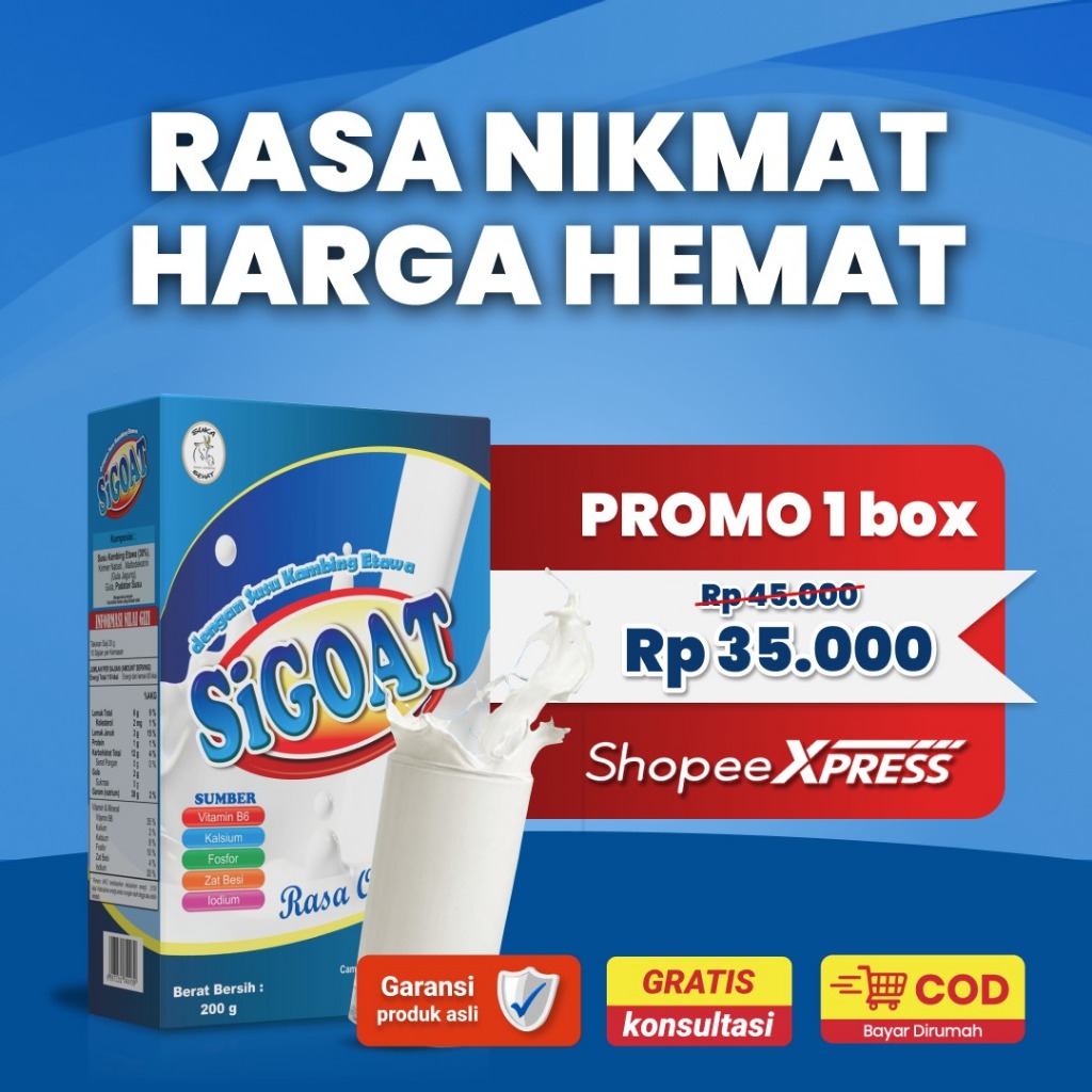 

1 Box Sigoat Susu Etawa dengan Gula Jagung Aman untuk Diabetes, Ideal untuk Kesehatan