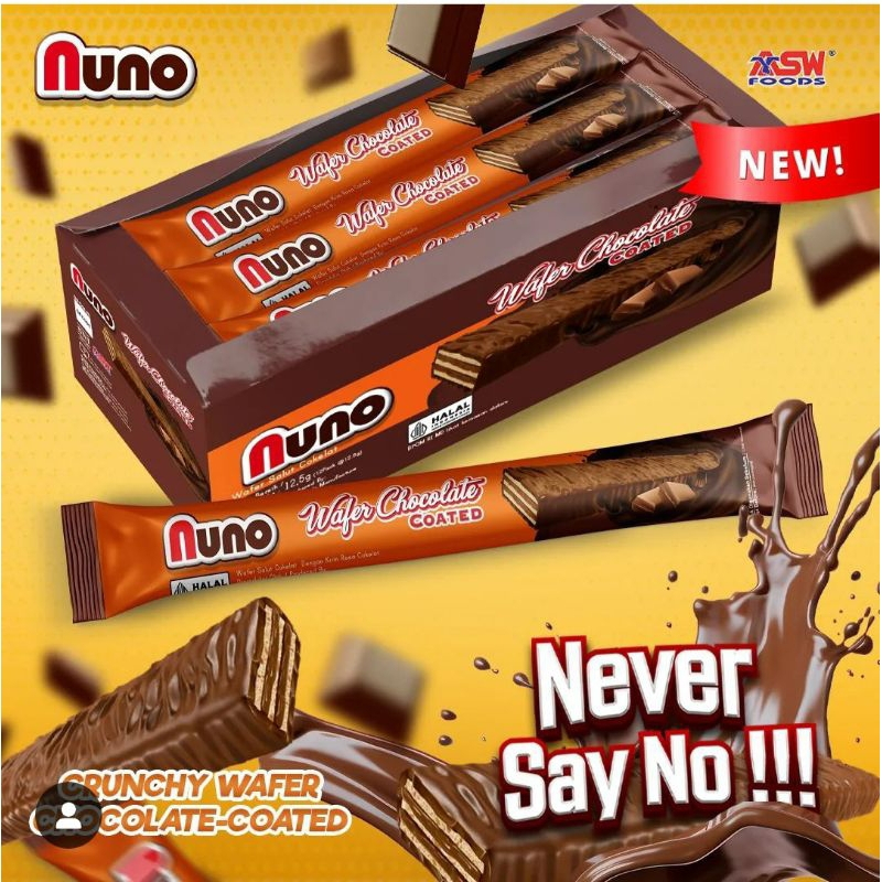 

[MT] Nuno Wafer Chocolate Coated box isi 12pc @16gr