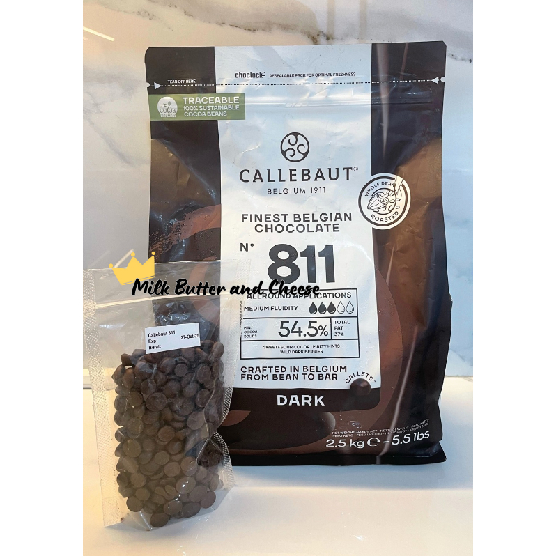 

INSTANT/SAMEDAY-Callebaut 811 100/250 gr Dark Chocolate 54.5% Callets for Baking