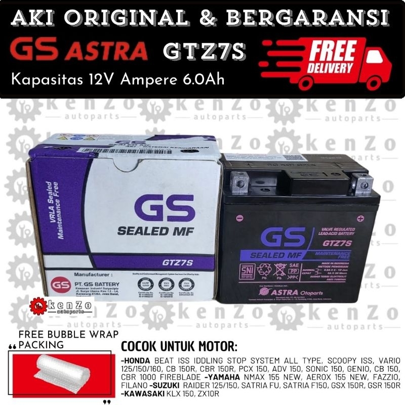 [Gratis Ongkir Instan] [Original] Aki Gs Astra Yamaha Nmax New Aerox 155 New Fazzio Filano Gtz7s
