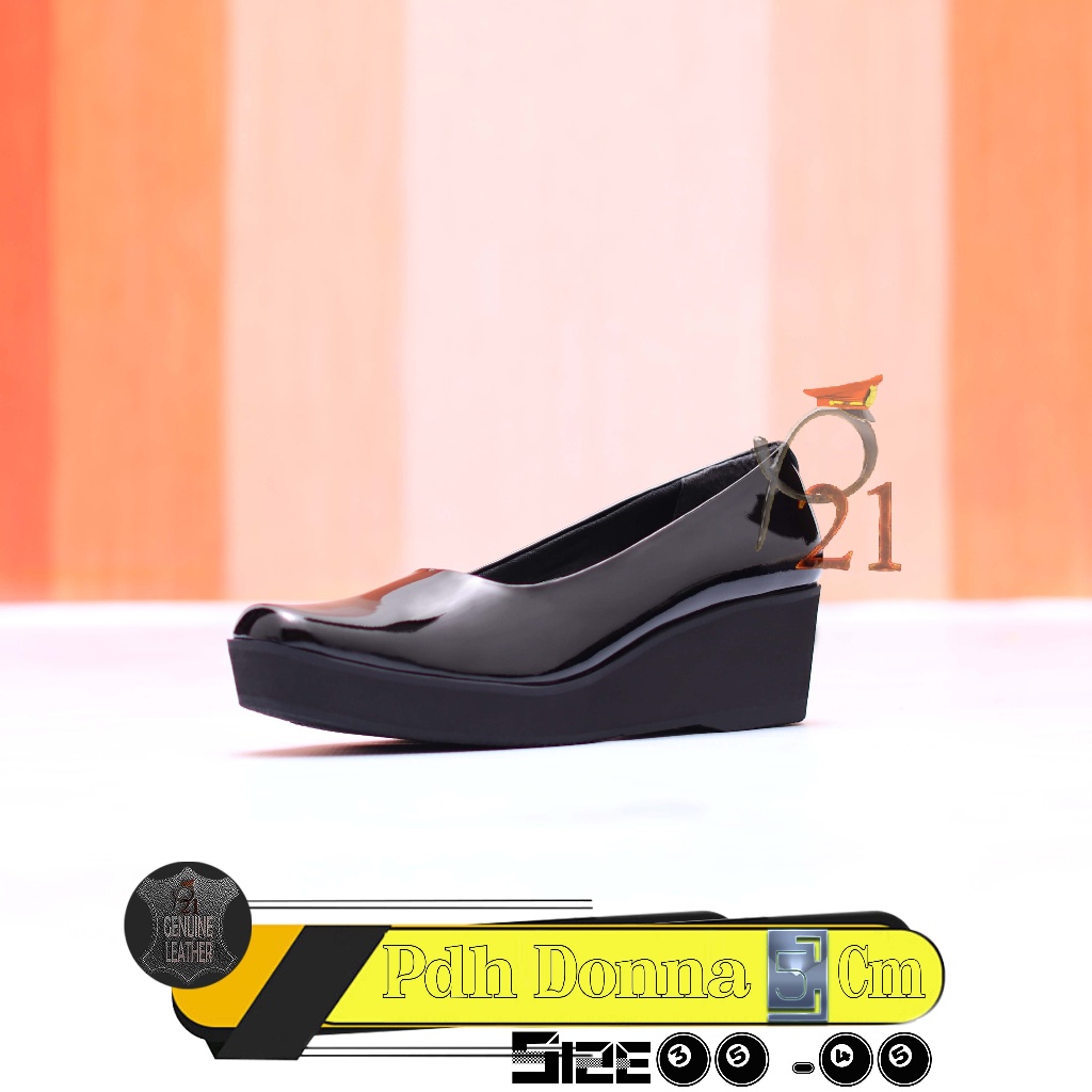 Sepatu PDH / Sepatu Polwan / Sepatu Polisi /  Sepatu Dinas / Merk "P21" Tipe Donna Hak 5 Cm