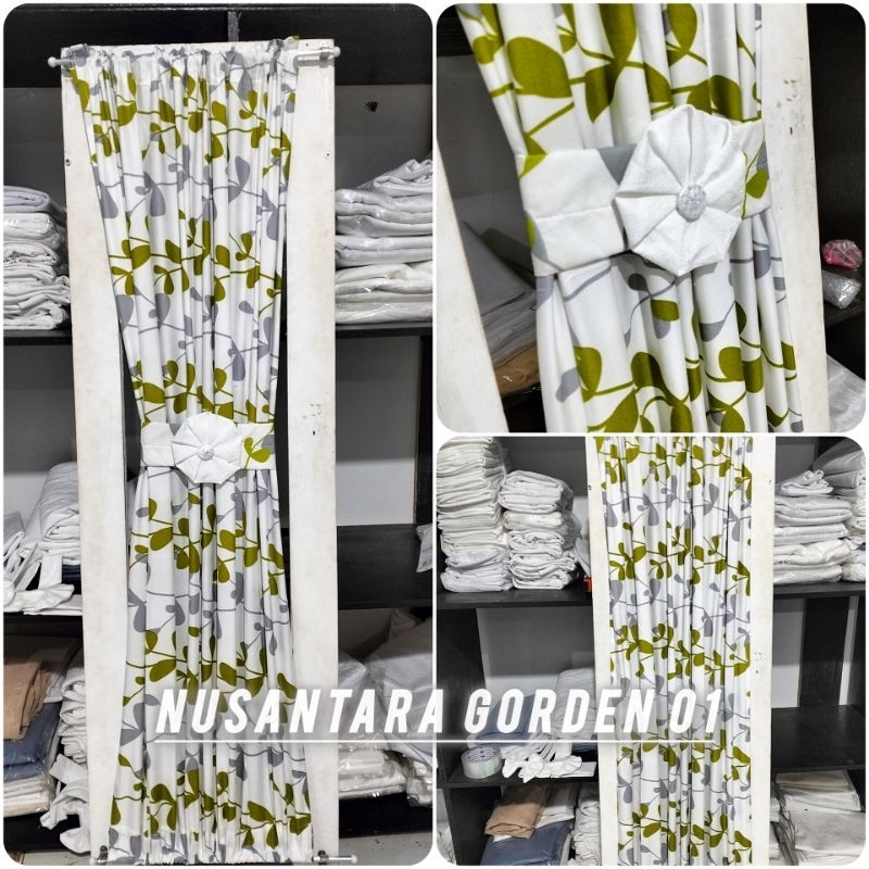 Gorden minimalis/Gorden kupu kupu/Hordeng jendela kain katun Montero motif bunga