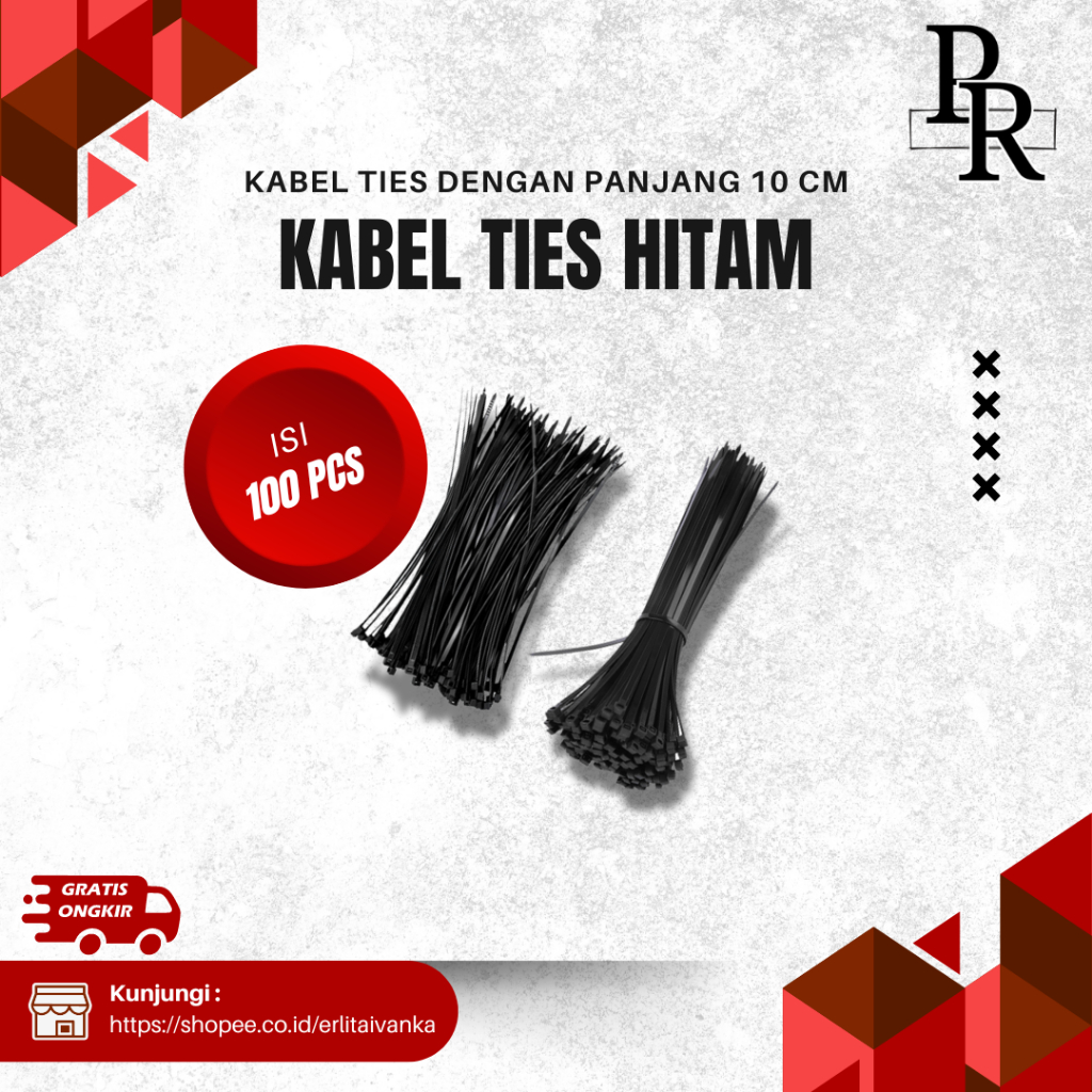 

PR-KABEL TIES HITAM ISI 100 PCS PANJANG 10 CM
