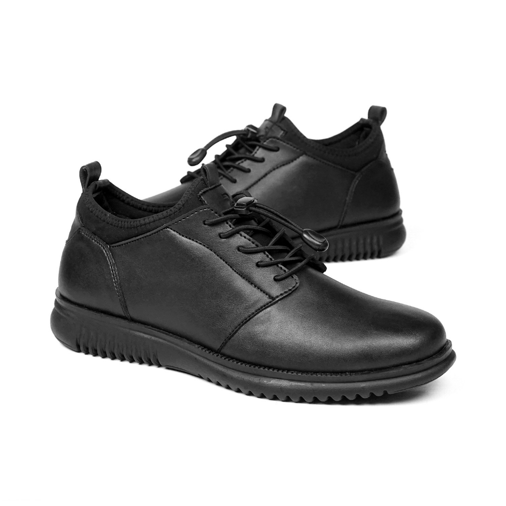 DENNAY Salvatore Sepatu Pria Hitam Formal Casual Pantofel Kerja Kuliah Kulit Pu Original