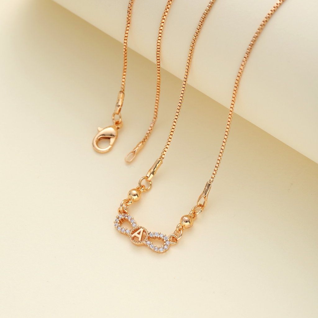 Hyl Jewelry 494N  Wanita Kalung Titanium Huruf Muda Emas Anti Karat Asli Panjang