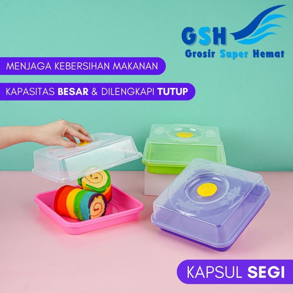 GSH - Kapsul Segi (Transparan & Rayban) High Way Tempat Kue Bolu Tempat Roti Tawar Plastik Tutup Aes