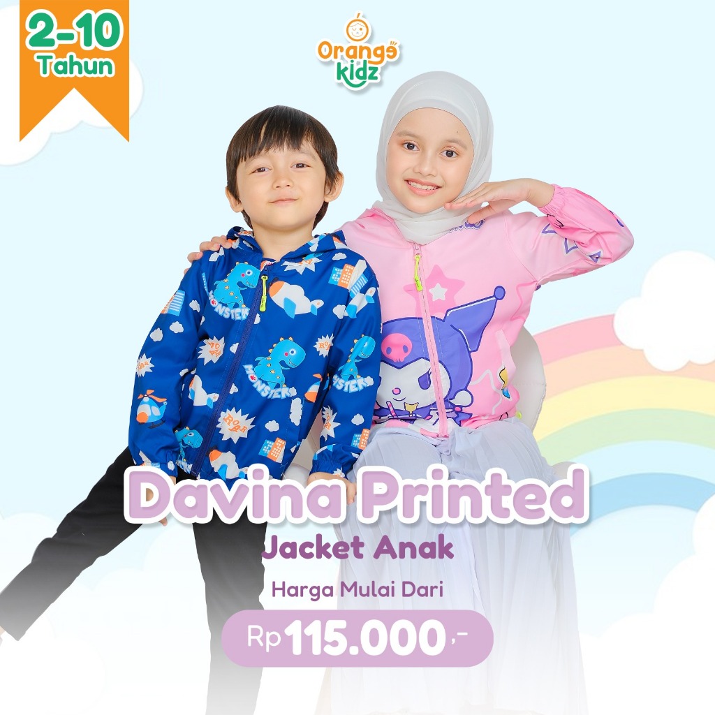 Jacket Parasut Anak Motif Printing Karakter Davina Ripstop