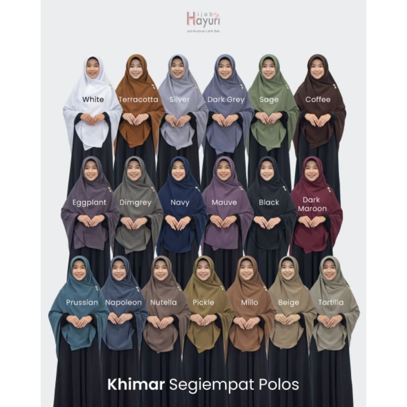 Khimar Polos Syar'i Segi empat Hijab Hayuri