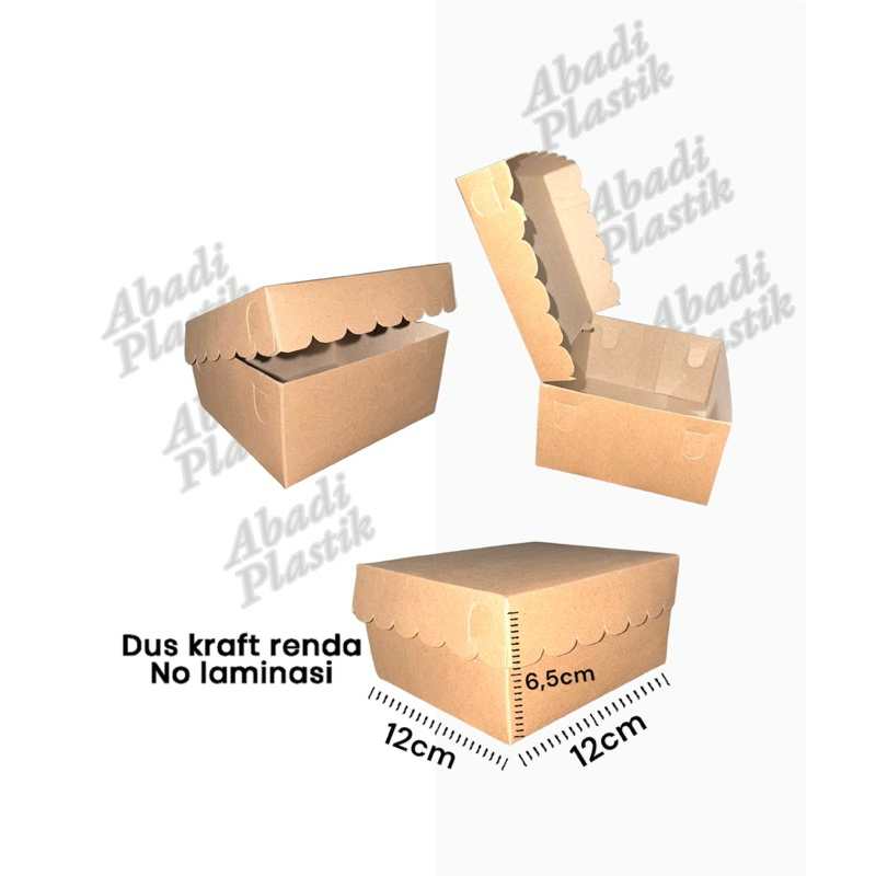 

DUS KRAFT RENDA KUE 12X12 /BOX KUE/DUS SNACK 12x12/ ISI 100PCS