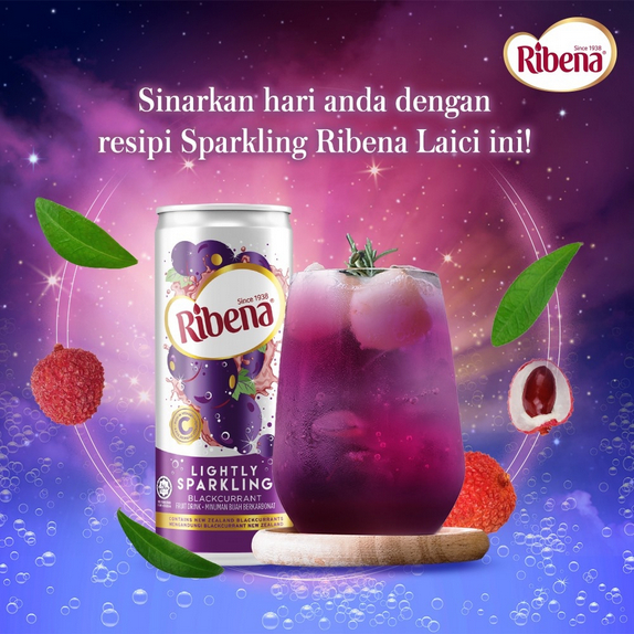 

Ribena Blackcurrant Fruit Can Drink Lightly Sparkling 6x320ml Impor Singapore