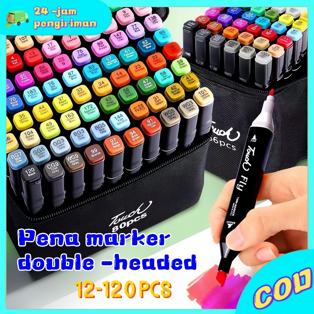 

【BISA COD】double -headed Spidol dan Stabilo pen Touch 12-120 Color Sketch Pen Dual Side Fine Art Brush Pen Pena marker double -headed Pena cat air anak -anak