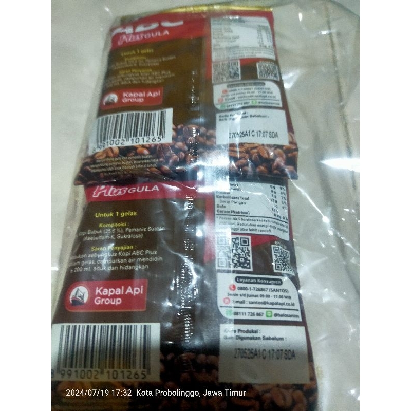 

ABC PLUS KOPI PLUS GULA SACHET ISI 10