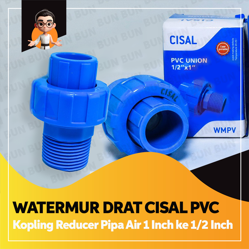 Watermur Drat Cisal PVC 1 x 1/2 - Kopling Reducer Pipa Air 1 Inch ke 1/2 Inch