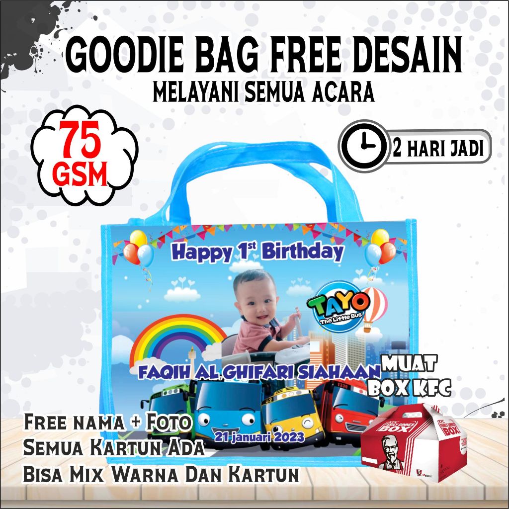 

TAS JINJING BERGAMBAR TAYO/SOVENIR ULTAH/GOODIE BAG/PRAKTIS DAN RAMAH LINGKUNGAN