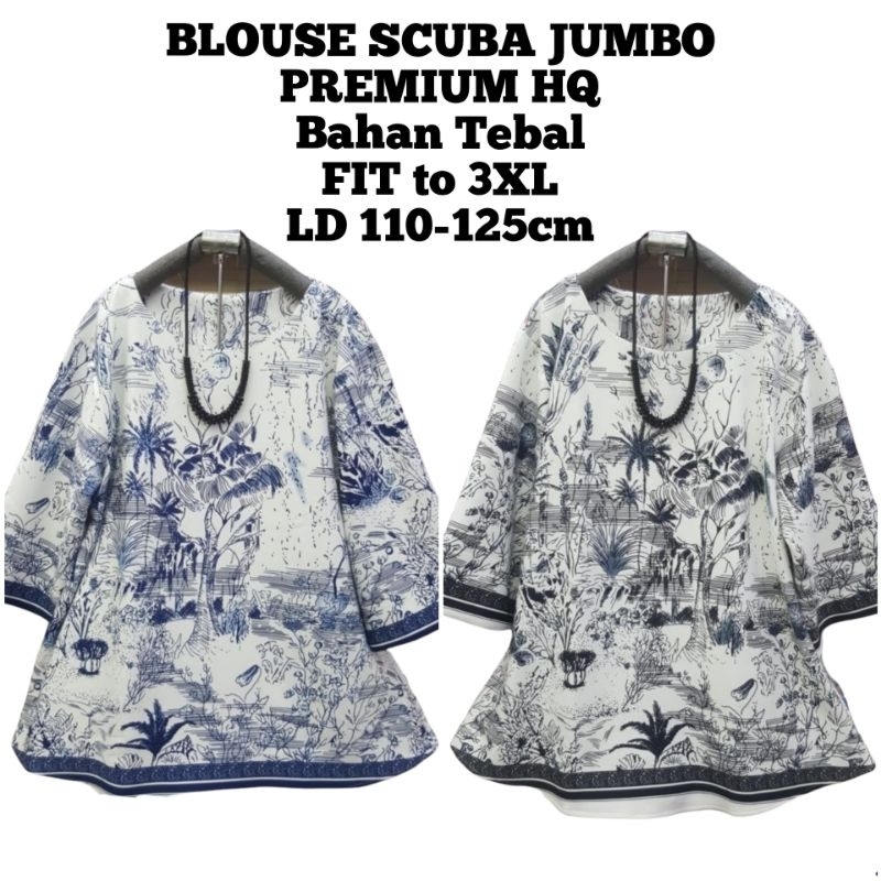 BLOUSE SCUBA JUMBO PREMIUM ATASAN WANITA BIG SIZE