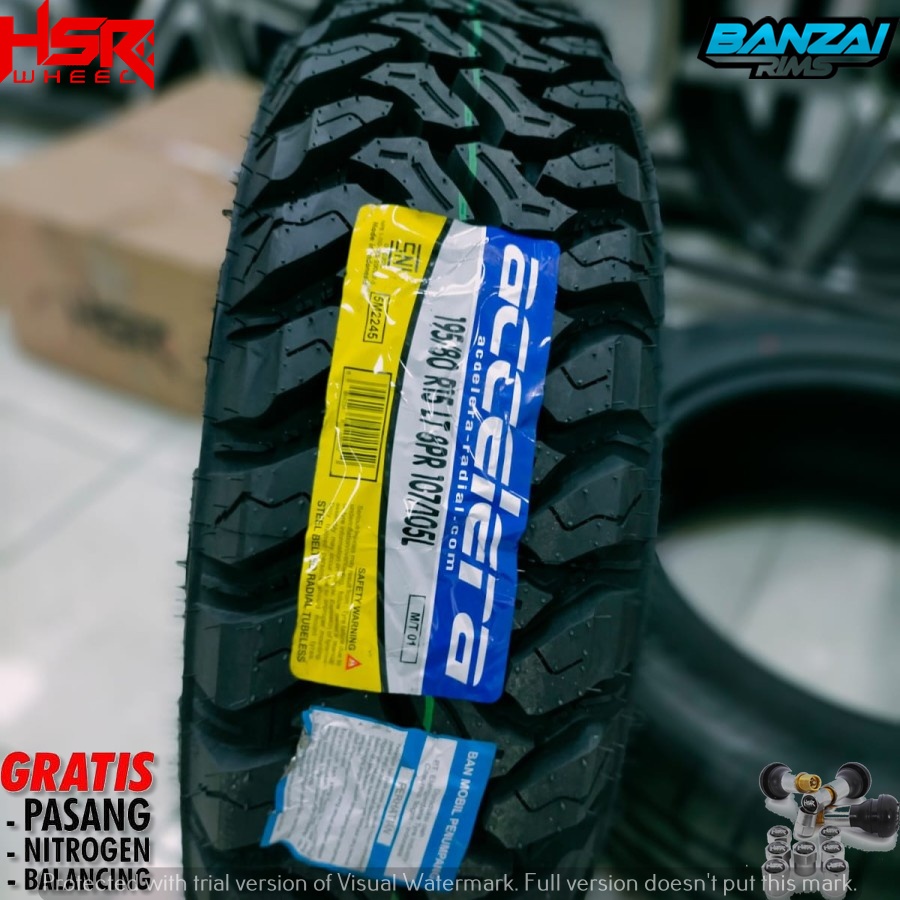 Ban Mobil Offroad Semi Cangkul Ring 15 Merek Accelera MT01 Ukuran 195 80 R15 Ban Kasar Tubles R 15