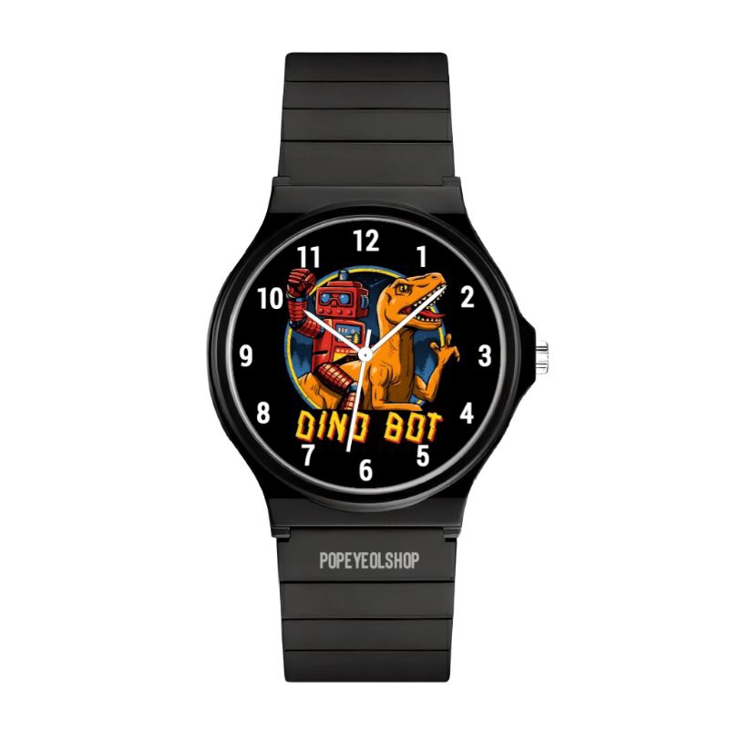 Jam Tangan Anak Dino Bot Ukuran Kecil - Hitam