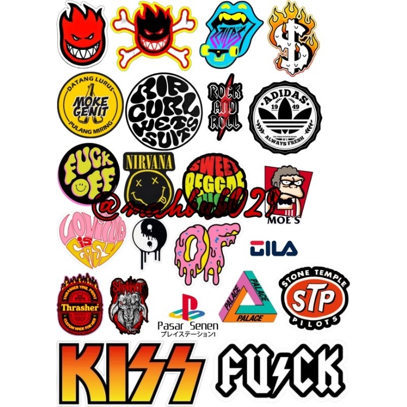 

Stiker Pack Hypebeast Aesthethic Vinyl Waterproof Sticker Brand 21 pcs