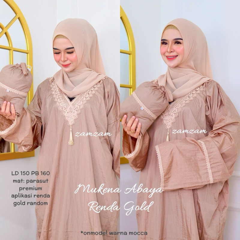 mukena abaya zamzam renda gold parasut premium rukuh travel